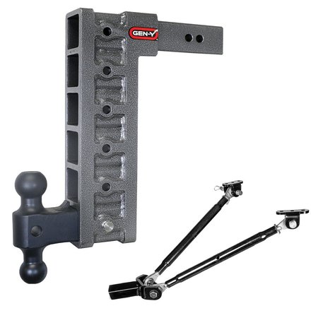 GEN-Y HITCH MEGA-DUTY 2.5 Shank 15 Drop 3K TW 21K Hitch & GH-061 Dual-Ball & GH-0101 Stabilizer Kit GH-616